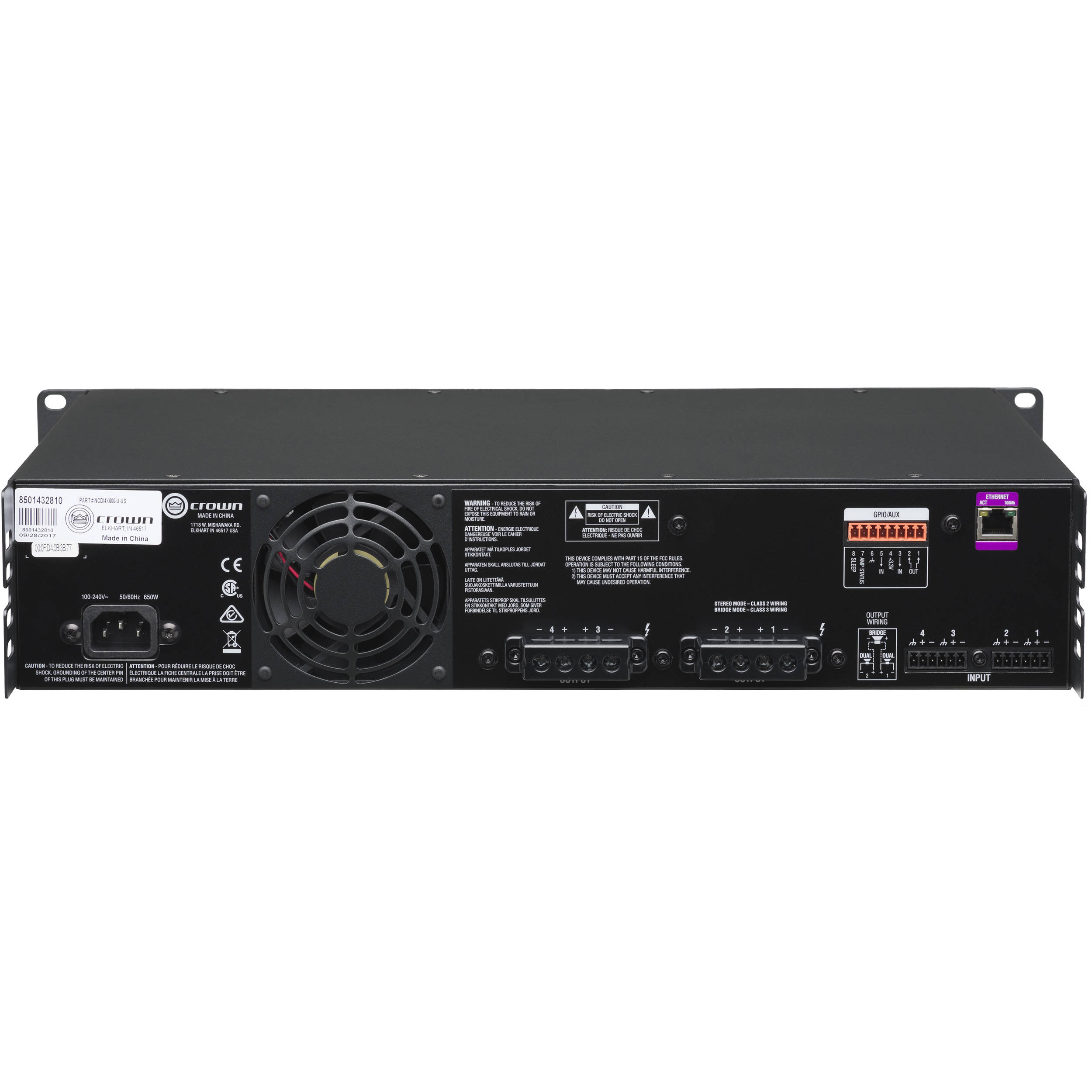 Crown CDi4x600 4 Channel 600W per @ 4Ω 70V Power Amplifier + DSP