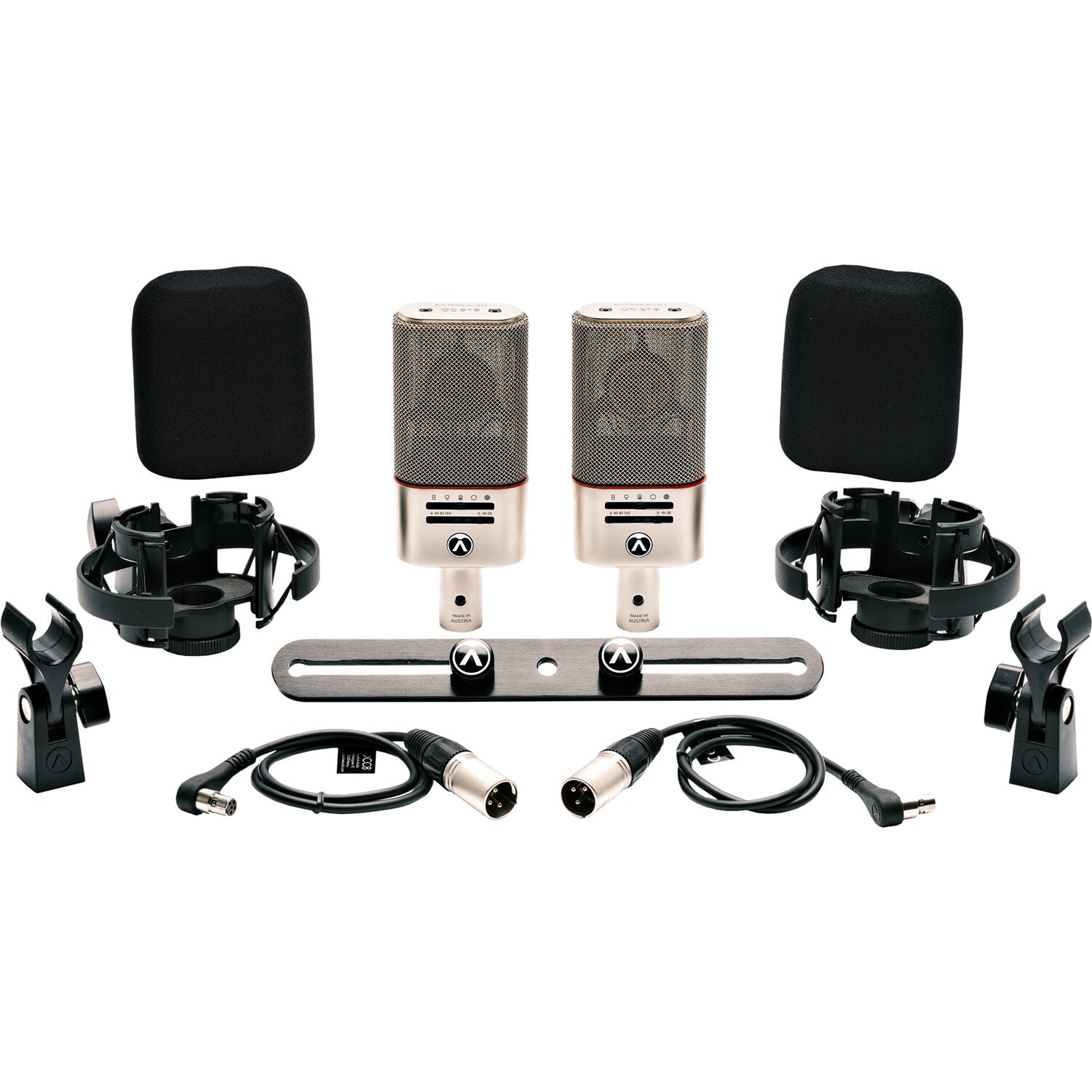 Austrian Audio OC818-DUAL-PLUS OC818 Pair w/Mounts, Mic Clips, Windshields, Mount Bar, Case