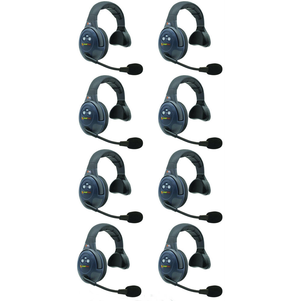 Eartec Co EVX8S Full Duplex Wireless Intercom System W/ 8 Headsets
