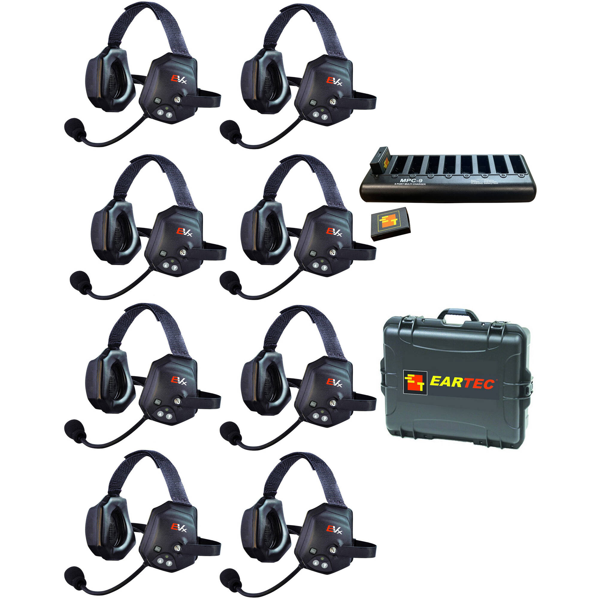 Eartec Co EVXT8 EVADE Full Duplex Wireless Intercom System W/ 8 Headsets