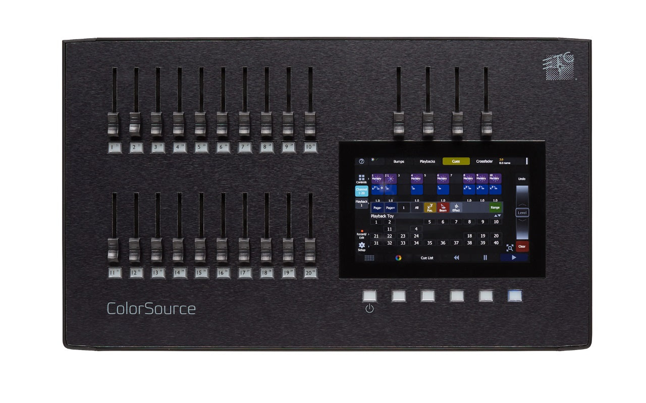 ETC ColorSource 20 DMX Lighting Console with 20 faders, 80 channels/devices, and Multi-Touch Display