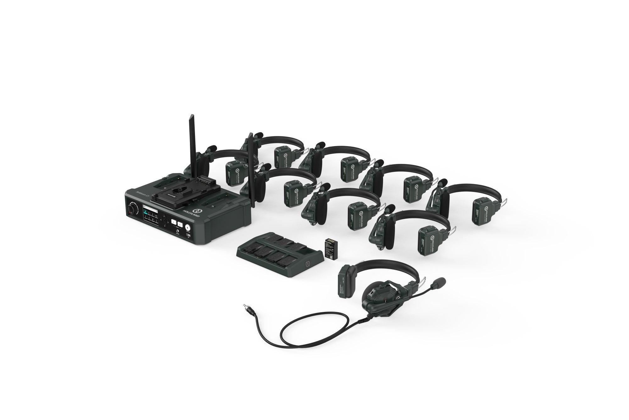 Hollyland HL-SOLIDCOM-C1-HUB8S Full Duplex Wireless Intercom System with 9 Headsets and Hub