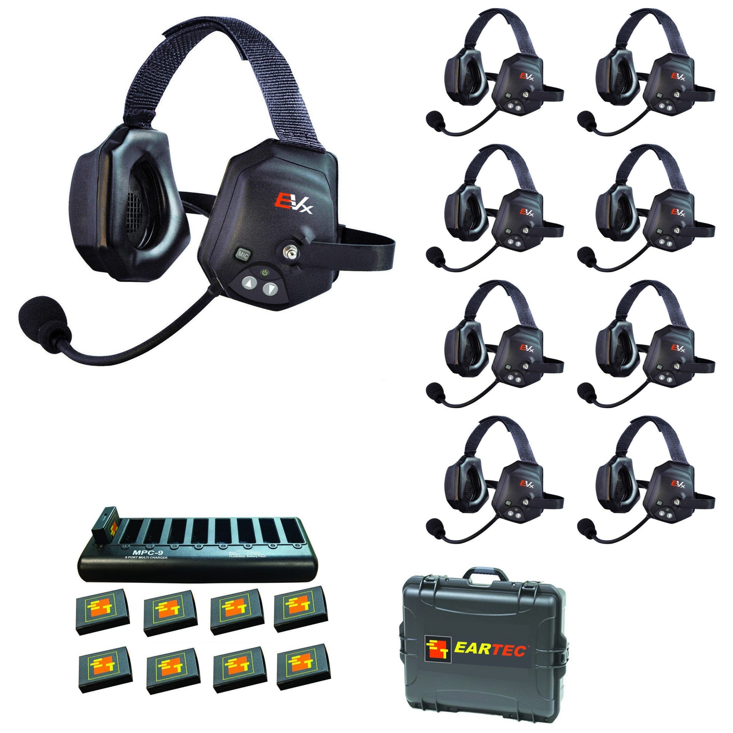 Eartec Co EVXT9 EVADE Full Duplex Wireless Intercom System W/ 9 Headsets