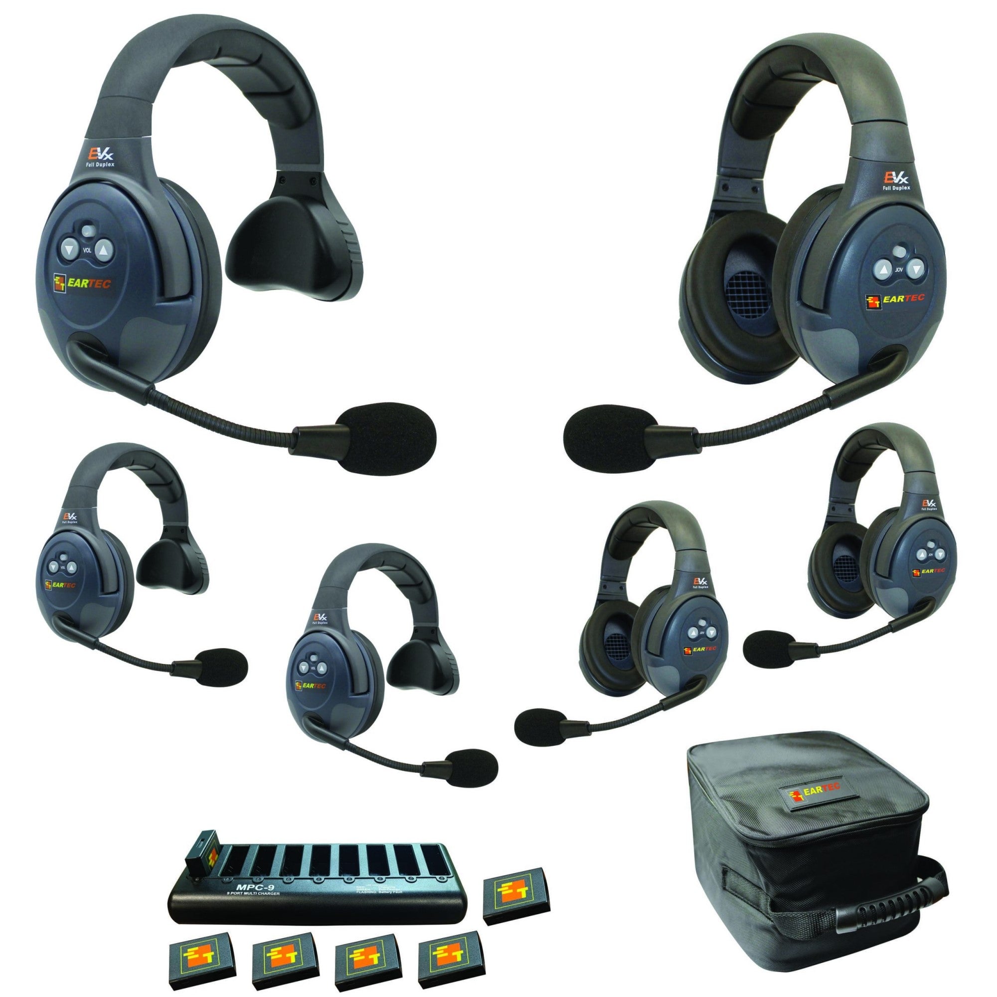 Eartec Co EVX633 Full Duplex Wireless Intercom System W/ 6 Headsets