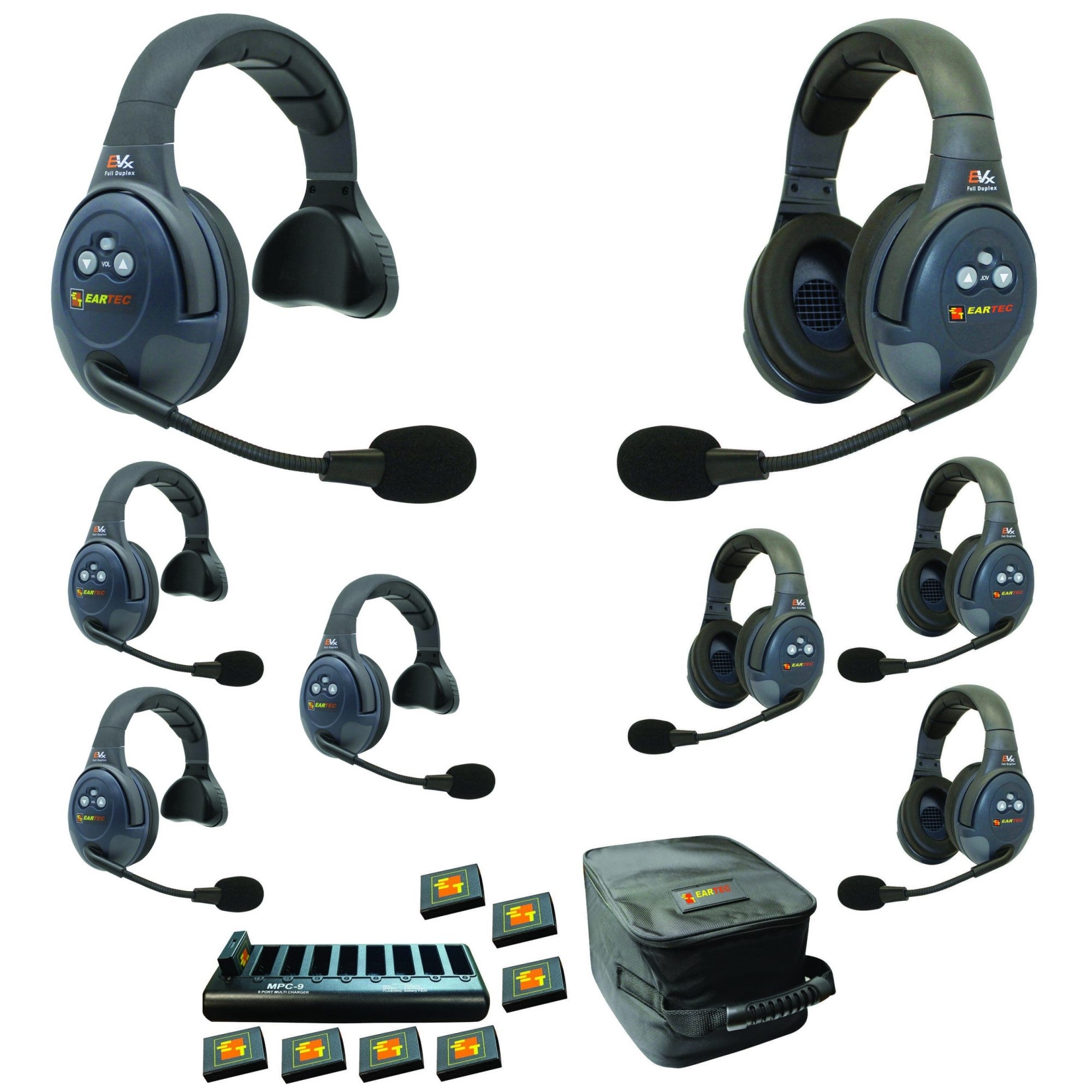 Eartec Co EVX844 Full Duplex Wireless Intercom System W/ 4 Single 4 Headsets