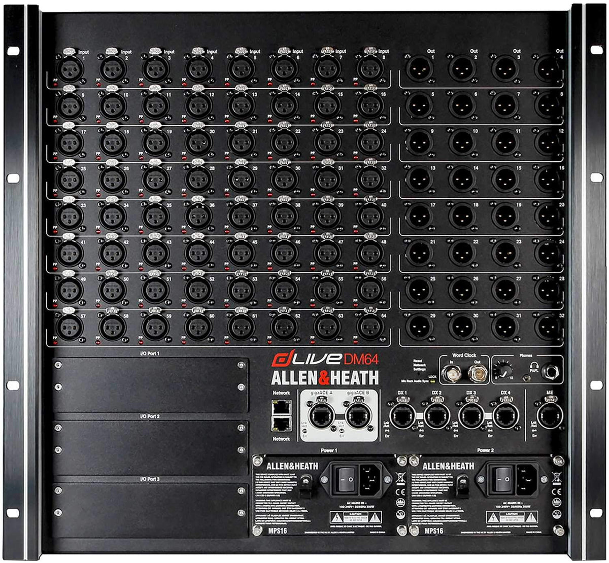 Allen & Heath dLive DM64 S-Class MixRack with 64-Inputs and 32-Outputs