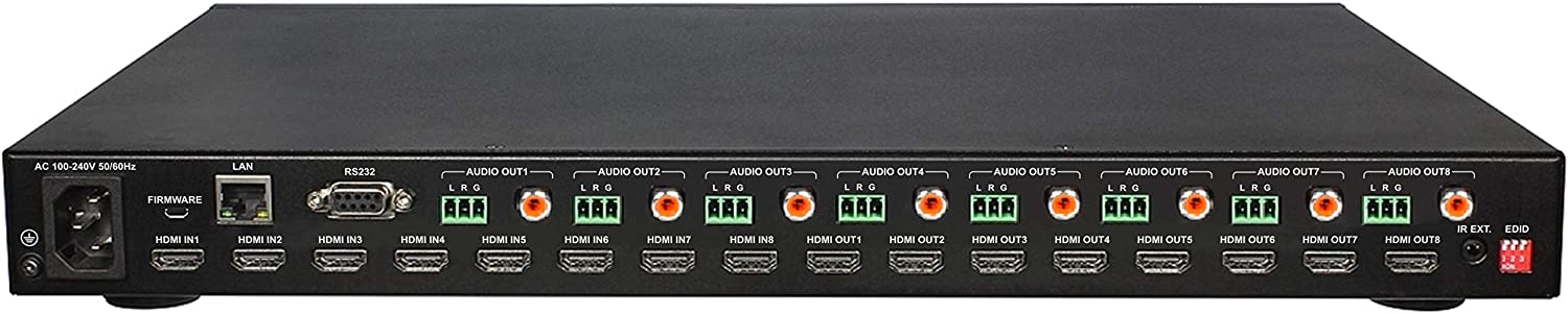 Intelix DL-HDM88A-H2 8x8 HDMI 2.0 4K60 4:4:4 Matrix Switcher with Audio De-Embed