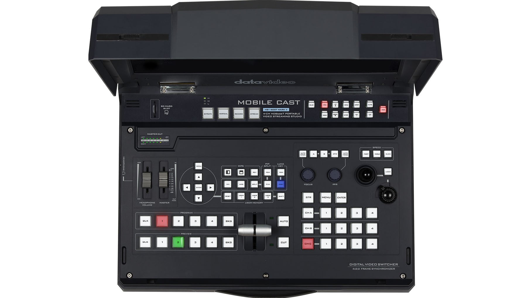 Datavideo EZ-STREAMING-PACK-C1 Kit includes: HS-1600T MK II, 2x PTC-150TL, 2x WM-1, 2x CB-C