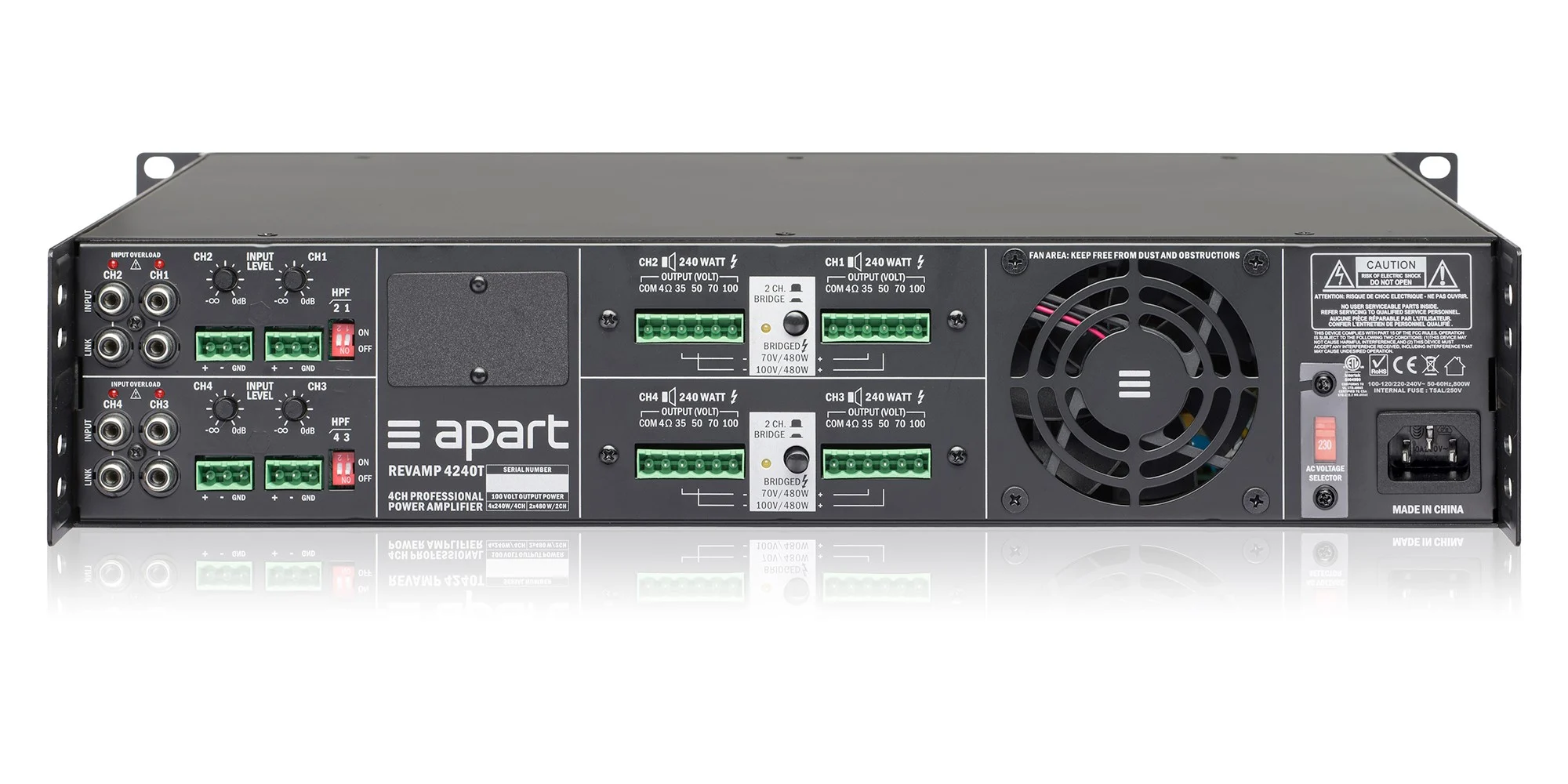 Biamp Community REVAMP4240T 4-Channel Class D Power Amp, 240W