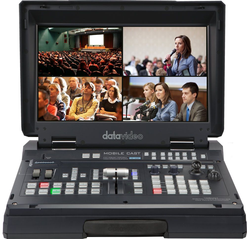 Datavideo HS-1600T-3C140TCM HS-1600TMK2 Mobile Studio, 3x Black PTZ Cameras and Monitor