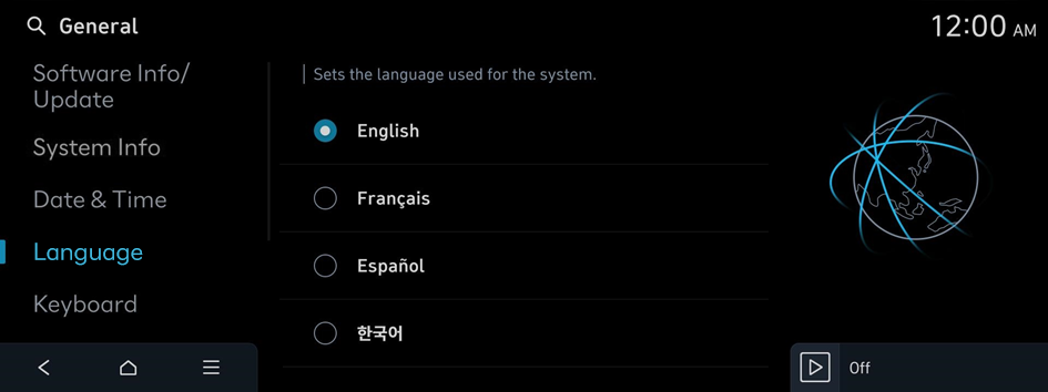 Sets the language used for the system. Sets the language used for the system.